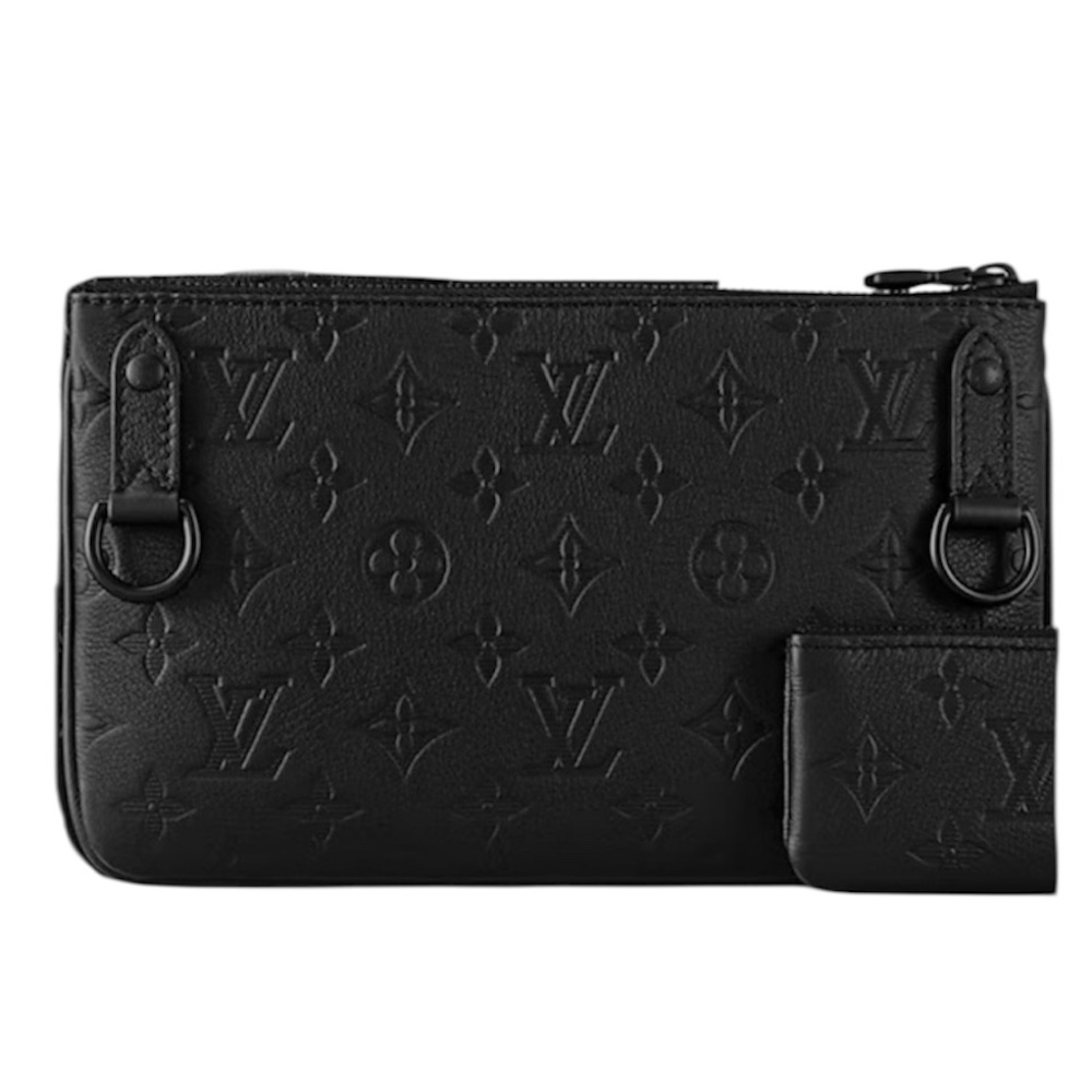 New Louis Vuitton Black embossed Monogram Shadow Calf leather pouch - Picture 10 of 16